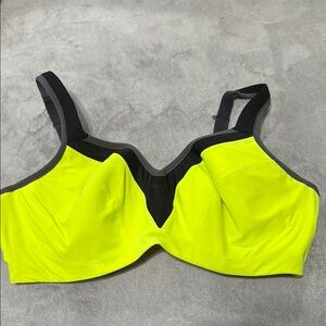 Neon Yellow and Black Women's Sports-bra